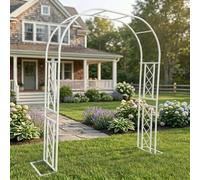 Arco da giardino in metallo, robusto traliccio per piante rampicanti, 2,0 x 2,7 m, 3,0 x 2,7 m, 3,4 x 2,3 m, supporto ad arco in acciaio per rose, decorazione per prato per addio al nubilato (bianco