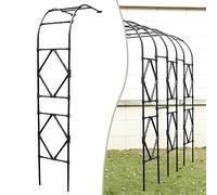 Arco da giardino, mezzo arco per rose, grande arco per rose, pergolato, traliccio, arco per piante rampicanti, pergolato, prato, cortile, supporto resistente alle intemperie, nero, 150 x 240