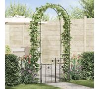 Arco da giardino moderno in metallo con design a castello, colore nero, 102 x 50 x 218 cm, robusto telaio in metallo con strato protettivo di vernice per una maggiore durata e resistenza alle