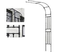Arco da giardino nero per piante e rose da esterno, autoassemblabile, cancello d'ingresso per sentieri, 240 x 260 x 40 cm, traliccio decorativo per piante rampicanti e fiori