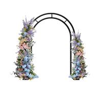 Arco da giardino per pergolato in metallo, liberamente assemblabile, per varie piante rampicanti, telaio di supporto per rose per decorazione addio al nubilato (nero, 350,5 cm di larghezza x 221 cm di
