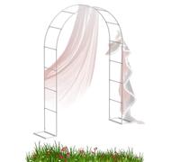 Arco da giardino per rose rampicanti, traliccio bianco, 120 x 220 cm, facile da montare, struttura in metallo, ideale per la decorazione del giardino esterno, supporta viti e fiori