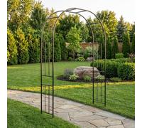 Arco da giardino resistente con basi, struttura per arco per matrimonio in metallo antiruggine, per piante rampicanti all'aperto, pergolato da giardino in acciaio rinforzato, per prato e patio (bianco