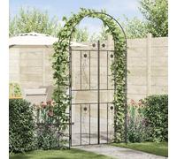Arco da giardino rettangolare tinta unita nero 115 x 37 x 226 cm in robusto ferro per piante rampicanti, ideale come ingresso classico per sentieri e terrazze