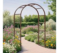 Arco da giardino rustico in metallo, antiruggine, pianta rampicante per rose, elegante decorazione per cerimonie, disponibile da 80 cm a 350 cm (larghezza x lunghezza), marrone