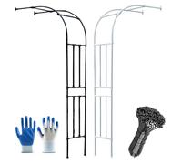 Arco da Giardino Semiarco Traliccio per Rampicanti, Supporto in Ferro Graticcio, 140 200 230 240cm Garden Pergola Traliccio Metallo per Decorazioni Nozze Esterni E Interni, Orto, Prato(Black,0.6M*2.4m