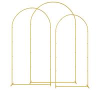 Arco da matrimonio, 3 pezzi, oro, 120 x 40 x 217 cm, acciaio | Resistente alle intemperie, facile da montare, leggero, versatile per giardino, terrazza ed eventi