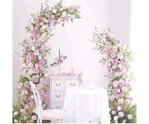 Arco da Sposa A Mezzaluna, Arco da Cerimonia Fondale Stand Cornice A Palloncino Floreale con Base per La Decorazione della Festa di Compleanno di Nozze, Black, 1.8m+2.1m/5.9ft+6.8ft