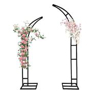 Arco da sposa curvo, grande in metallo come supporto per sfondo, arco di nozze per cerimonie, archi da giardino per addio al nubilato, feste di compleanno e altre celebrazioni, nero, 1,8 m e 2,1 m