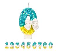 Arco di candele di compleanno 1 numero, 3D blu giallo candele di compleanno per torte di 1° compleanno, glitter brillante fatto a mano topper per torte di compleanno - Perfetto per feste di compleanno