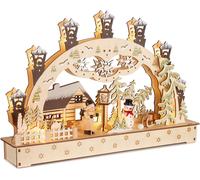 Arco di Candele LED di Natale in Legno Casa di Natale Nella Foresta 27x40x7,5cm