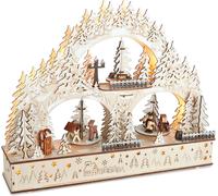 Arco di Candele LED Natalizie in Legno Paesaggio Invernale 37 X 46 X 10 Cm