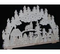 Arco Di Luce Elettrico Con Chiesa, Bambini, Casa E Pupazzo Di Neve BxH= 70x44cm