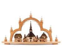 Arco Di Luce Seiffener Dorf Con Figure Illuminato 66,5X39X15 NUOVO
