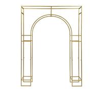 Arco di nozze dorato, doppio arco in metallo, supporto per cerimonia in metallo dorato, design moderno e assemblaggio rapido, ideale per cerimonia di matrimonio, compleanno, decorazione