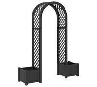 vidaXL Arco di rose con piantatore, grigio antracite, 168,5 x 43 x 207 cm, resistente alle intemperie, per giardino e terrazza, supporto moderno per piante rampicanti