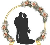 Arco for matrimonio in metallo resistente, cancello a forma di luna, cerchio dorato/nero/bianco, pergolato da giardino, decorazione for feste nuziali, decorazioni for giardini(Gold,HxW/2x2.4m/6.5x7.8f