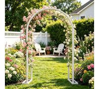 Arco Giardino in Ferro per Rampicanti - Traliccio Pergolato per Rose, Matrimonio, Decorazione Esterna Interna - Supporto in Metallo per Fiori Piante Orto - Sostegno Pergolati(White,W2.0 x H2.30m)