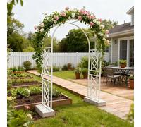 Arco Giardino In Metallo Larghezza 140-340cm Arco Per Rampicanti Arco Per Rose Supporto Per Piante Da Giardino Per Interni Esterno Terrazza Pianta Rampicante Varie Decori(White,W140xH230xT40cm)