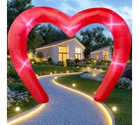 Arco gonfiabile a forma di cuore, con LED integrato, per interni ed esterni, per feste in giardino, cortile, giardino, anniversario, matrimonio, 9 x 1,5 m, colore: rosso