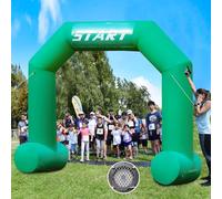 Arco gonfiabile da 3 m verde con banner di linea di arrivo di inizio arco gonfiabile con potente ventilatore Esagono all'aperto Blow up Arch per maratone, raccolte fondi, commercio pubblicitario