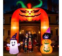 Arco gonfiabile gigante per Halloween, 3,1 m, per Halloween, gonfiabili, zucche spaventose con fantasma e gatto, per prato, giardino, cortile, vacanze, decorazioni per feste