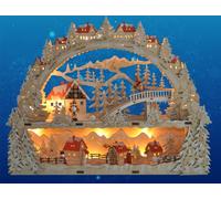 Arco luminoso arco girevole Natale LED neve sciatore legno piedistallo
