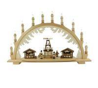 Arco luminoso in legno 3D, prodotto nei Monti Metalliferi (mercato di Natale con piramide chiara)