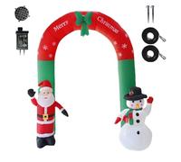 Arco Natale - Decorazione luminosa da 2,40 m con Babbo Natale e pupazzo di neve, arco gonfiabile per le feste di fine anno | per giardino cortile patio