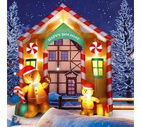 Arco natalizio gonfiabile da 3 m, decorazione per esterni, con omino di pan di zenzero, decorazione per casa e menta piperita, con luci a LED, per interni, esterni, portico, porta, giardino,