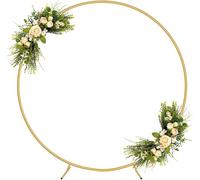 Arco nuziale rotondo in metallo dorato, 1,5 m, supporto circolare per decorazioni da giardino, feste di compleanno e addio al nubilato, elegante cornice per celebrazioni ed eventi