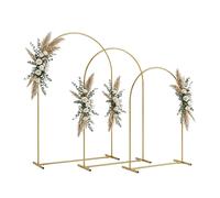 Relaxdays Arco in Metallo per Palloncini, Set 3 Pezzi, Matrimonio e Festa, 216x129x45 cm, Oro