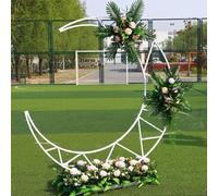 Arco per Matrimoni a Forma di Luna, Supporto per Arco Nuziale a Form di Luna, Cornice Curva per Palloncini per Matrimonio, Compleanno, Festa,Bianca