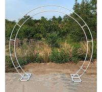 Arco per matrimonio in metallo con cancello a forma di luna, resistente, antiruggine, pergolato da giardino circolare per decorazione di feste nuziali, bianco, 2,8x3,2 m