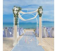 Arco per matrimonio, rettangolare, doppio strato, in metallo, con base, per interni ed esterni, feste, giardino, 1,8 x 2,5 m, bianco