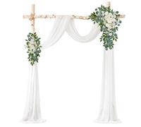Arco per matrimonio, tenda in tulle trasparente, per matrimonio, decorazione per fotografia, feste, matrimoni, con 1 rotolo di nastro bianco da 22 m