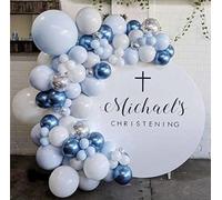 Arco per palloncini blu, bianco, argento, compleanno, baby shower, battesimo, fidanzamento, matrimonio, decorazioni blu, 107 pezzi.
