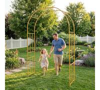 Arco per Rampicanti in Metallo 19mm, Arco da Giardino per Rose e Piante con Base Rimovibile, Pergolato Resistente per Matrimonio, Decorazione Esterna(Yellow,180x240cm)