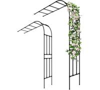 Arco per Rose, Archetto da Giardino, 270 220 180 60 90 120 150 240 cm Semiarco Traliccio per Rampicanti, Supporto in Acciaio, Resistente alle Intemperie Archi+(Size:WxH 200x240cm,Color:nero)