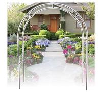 Arco per rose in acciaio da 2,4 m, traliccio da giardino per piante rampicanti, supporto ad arco in metallo, arco per rose alto 2,4 m, con base, perfetto per decorazioni esterne e matrimoni