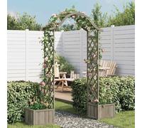 Arco per rose in legno di abete massiccio con due vasi laterali, pergola decorativa da giardino come traliccio e passaggio per ambienti esterni