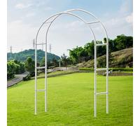 Arco per rose in metallo per giardino, 180 x 280 cm, traliccio per pergola nuziale, supporto per piante rampicanti, decorazione da esterno per feste ed eventi, bianco
