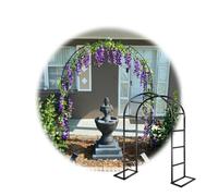 Arco per rose in metallo, robusto traliccio con supporti di base per piante, per piante da esterno, pergolato per matrimoni, per interni ed esterni (nero, 1,4x2,30 m)