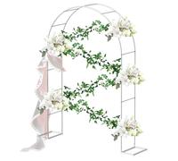 Arco rampicante per piante in metallo, traliccio da giardino con base, pergola decorativa bianca per matrimoni e terrazze, 180 x 220 cm, perfetto per la decorazione del giardino