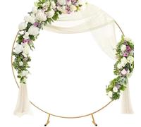Arco rotondo per palloncini da 2 m, in metallo dorato, supporto per sfondo per arco nuziale con base, rimovibile e riutilizzabile, kit per compleanno, baby shower, laurea, decorazioni per feste