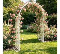 Arco Supporto per Rose Rampicanti, 220 260 300 340 180 cm Archi in Metallo Stabile con Base, Sostegno Resistente alle Intemperie per Interni ed Esterni Giardino(White-Circle,W220xH270cm)