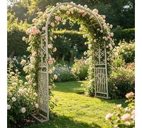 Arco Supporto per Rose Rampicanti, 220 260 300 340 180 cm Archi in Metallo Stabile con Base, Sostegno Resistente alle Intemperie per Interni ed Esterni Giardino(White-Flower,W300xH270cm)