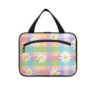Arcobaleni colorati con margherite bianche appese borse per il trucco per le donne con gancio, designer Essentials caso per articoli da toeletta per viaggiatore Viaggiatore Viaggio bolso de para Mujer