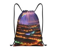 Arcobaleni e luci Titolo: Borsone leggero con coulisse - Sacca da palestra pieghevole impermeabile con tracolla regolabile, ideale per sport, yoga, viaggi e scuola, Nero , M