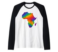 Arcobaleno Africa Continente Silhouette Colorato Orgoglio Africano Maglia con Maniche Raglan